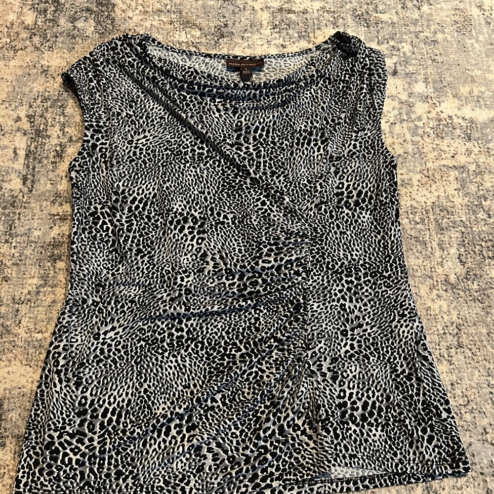 Dana Buchman Black and White Animal Print Blouse